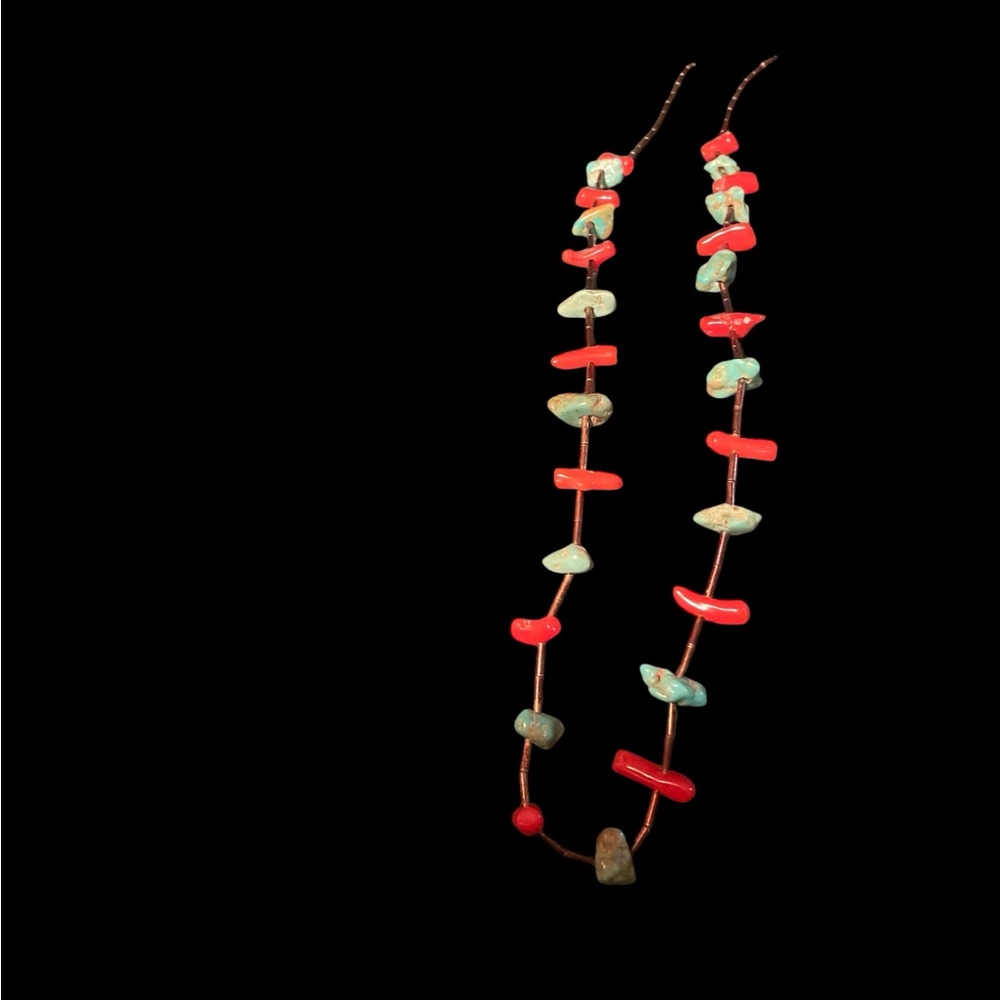 Navajo turquoise and coral necklace bundle